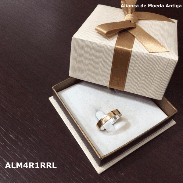 Aliança de Moeda Antiga Reta 4MM com Revestimento em Prata com 1 Risco Reto Lateral – ALM4R1RRL