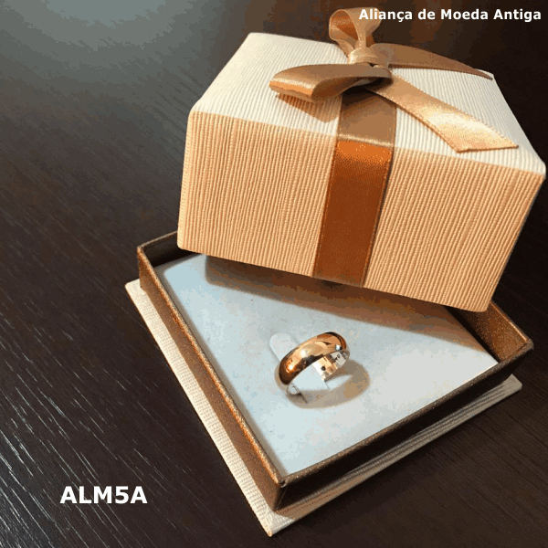 Aliança de Moeda Antiga Abaulada 5MM com Revestimento em Prata -  ALM5A