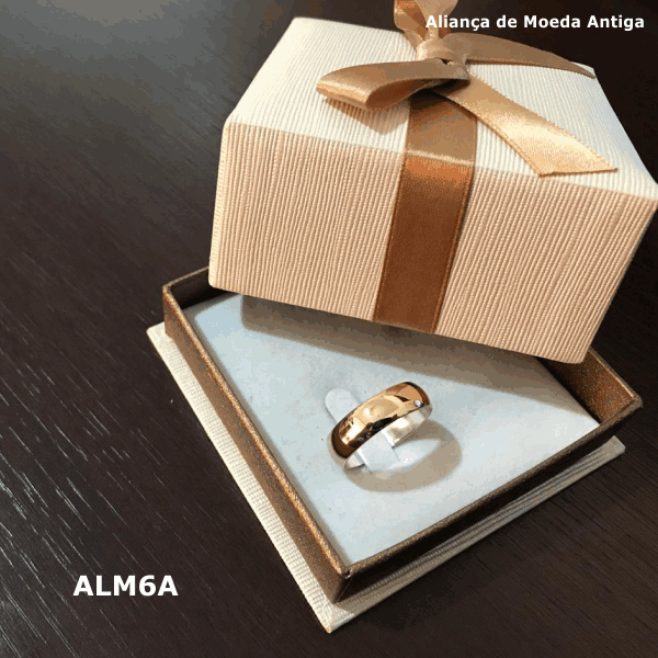 Par de Aliança de Moeda Antiga  Abaulada 6MM com Revestimento em Prata - PALM6A - Imagem 2