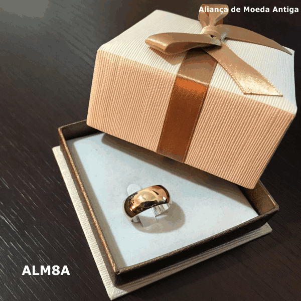 Par de Aliança de Moeda Antiga  Abaulada 8MM com Revestimento em Prata - PALM8A - Imagem 2