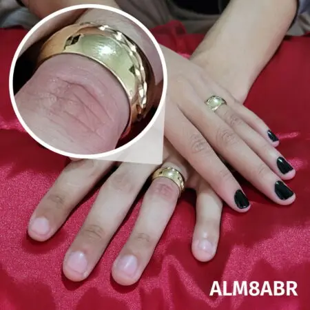 Aliança de Moeda Antiga Abaulada 8MM com Revestimento em Prata Bordada em Ramos - ALM8ABR