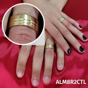 Aliança de Moeda Antiga Reta 8MM com Revestimento em Prata com 2 Canaletas no Torno Lateral - ALM8R2CTL