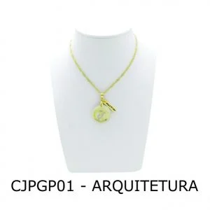 Conjunto Cordão e Pingente de Profissão Arquitetura com Resina - CJPGP01