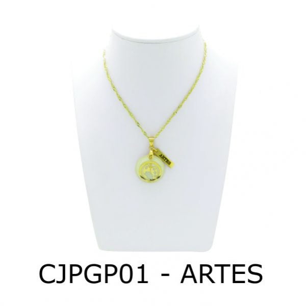 Conjunto Cordão e Pingente de Profissão Artes com Resina - CJPGP01