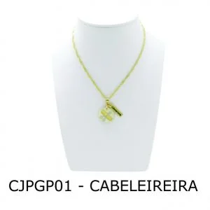 Conjunto Cordão e Pingente de Profissão Cabeleireira com Resina - CJPGP01