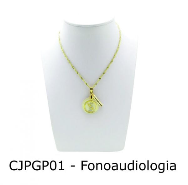 Conjunto Cordão e Pingente de Profissão Fonoaudiologia com Resina - CJPGP01
