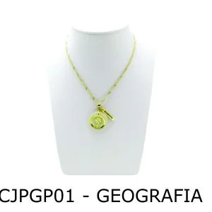 Conjunto Cordão e Pingente de Profissão Geografia com Resina - CJPGP01