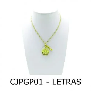 Conjunto Cordão e Pingente de Profissão Letras com Resina - CJPGP01