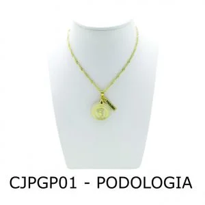 Conjunto Cordão e Pingente de Profissão Podologia com Resina - CJPGP01