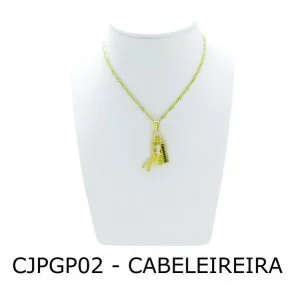 Conjunto Cordão e Pingente de Profissão Cabeleireira sem Resina - CJPGP02