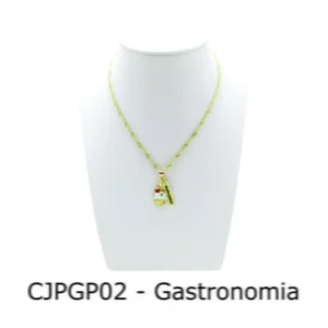 Conjunto Cordão e Pingente de Profissão Gastronomia com Resina - CJPGP02