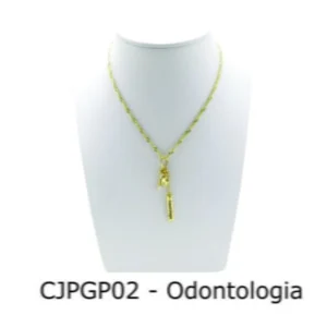 Conjunto Cordão e Pingente de Profissão Odontologia com Resina - CJPGP02
