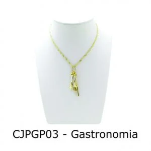 Conjunto Cordão e Pingente de Profissão Gastronomia com Resina - CJPGP03