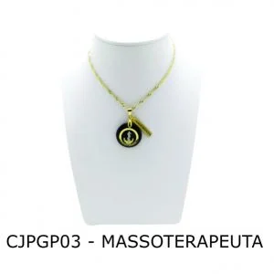 Conjunto Cordão e Pingente de Profissão Massoterapeuta com Resina - CJPGP03