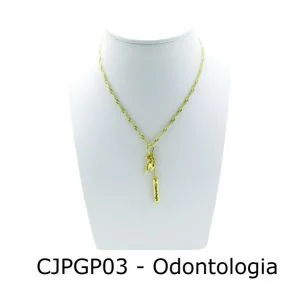 Conjunto Cordão e Pingente de Profissão Odontologia com Resina - CJPGP03