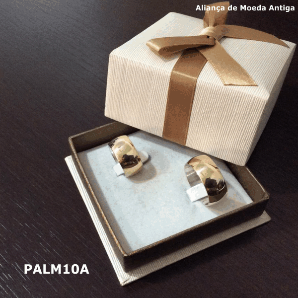 Par de Aliança de Moeda Antiga  Abaulada 10MM com Revestimento em Prata -  PALM10A