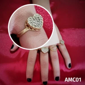 Anel de Moeda Antiga Coração com Zircônias – AMC01